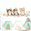 Cartoon Cute Three Kittens Wall Sticker Kids Room Living Room Wall Decoration Self-Adhesive Home Decor