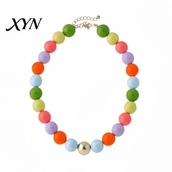 Beads Bracelet Beaded Jewelry for Women, Acrylic Big Choker Necklace Necklace, Round Stretch Bracelet, Summer Retro Accessory Adjustable