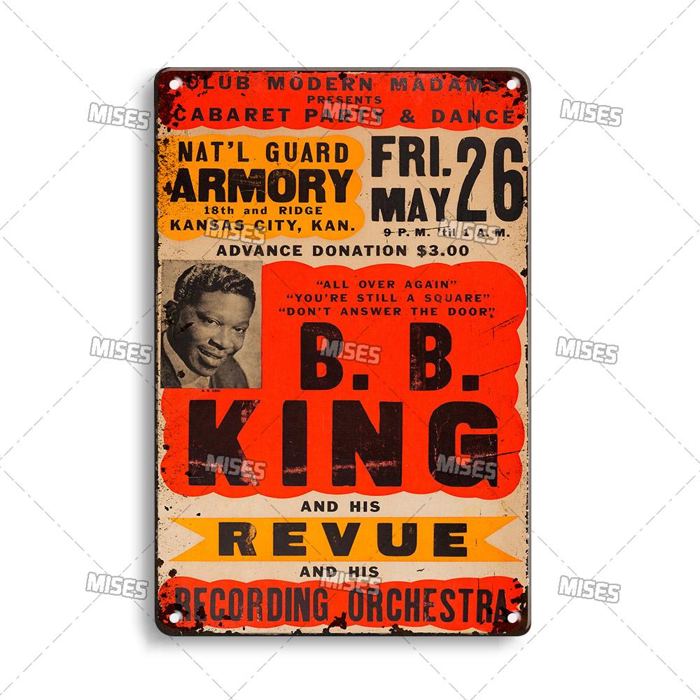 DORA Tin Sign MISES KING OF THE BLUES BB King Metal Poster Classic Metal Sign Wall Plate Home Garden Cafe Industrial Decor Old Metal Plaque