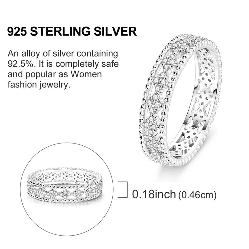 Rings Original 925 Silver Rings Simple Zircon Heart Ring for Wedding Valentine's Day Women Ring Jewelry Gift