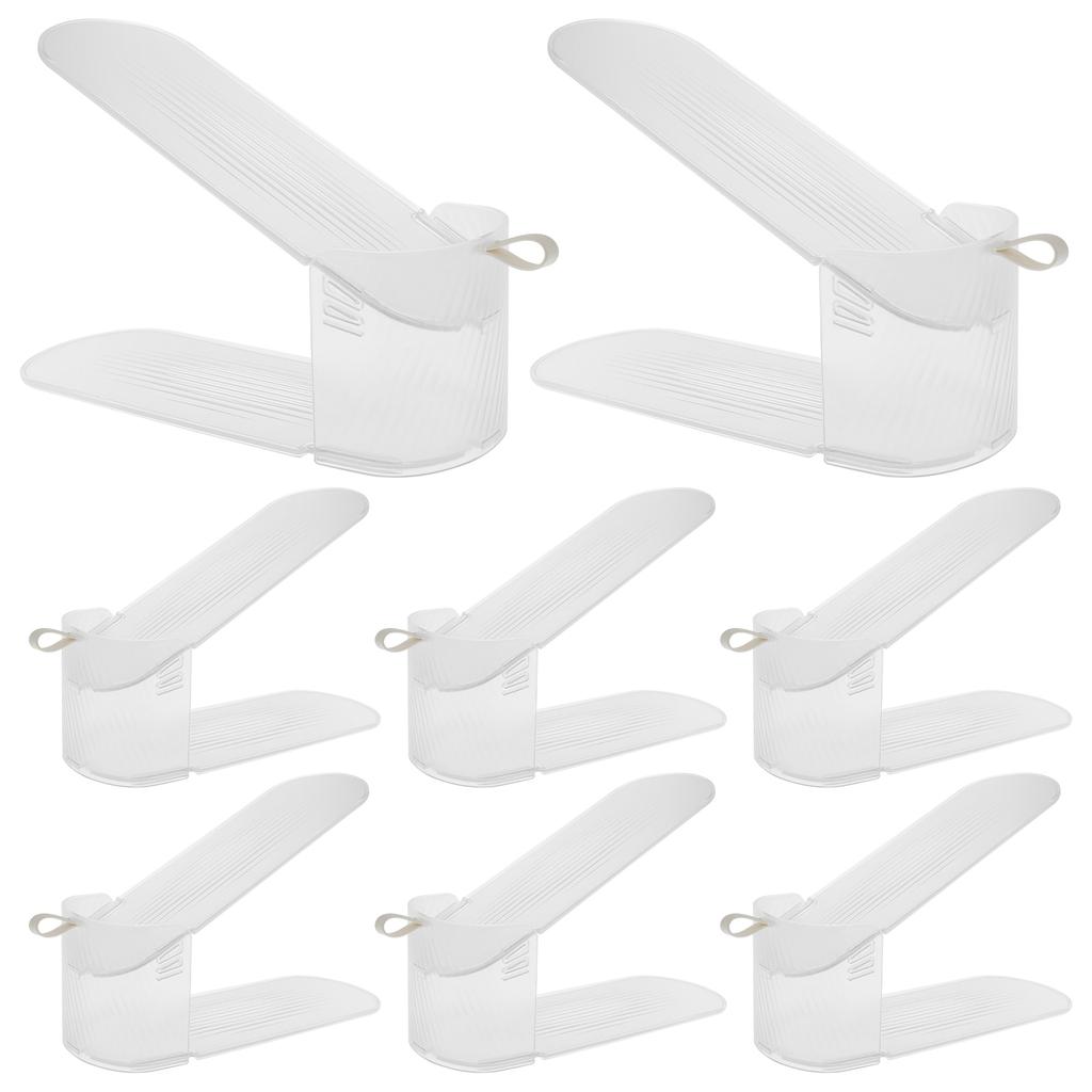 8Pcs Adjustable Shoe Stacker Double Deck Shoe Support Slot Organizer Rack Cabinet Closet Anti Slip Stripe Shoes Display Stand