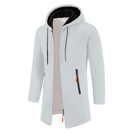 Chaqueta de Hombre Elegante Cárdigan con Cremallera y Capucha de Longitud Media Engrosada Ropa de Abrigo versátil para Otoño/Invierno
