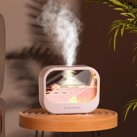 Aroma Diffuser with Landscape, 7 Color Flame Humidifier, 250ml Essential Oil Diffuser with Auto Shut Off, Quiet Mist Humidifier for Home