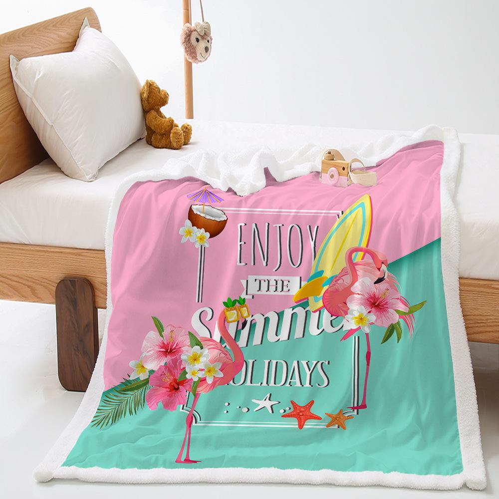 Lamb Fleece Blanket Animal Pattern Print Thickened Crystal Fleece Blanket Universal In All Seasons