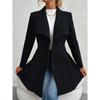 Autumn Winter Women's Notched Lapel Wool Coat, Double-Breasted Trench Style Overcoat with Solid Color Design, Elegant Outerwear for Office & Commute