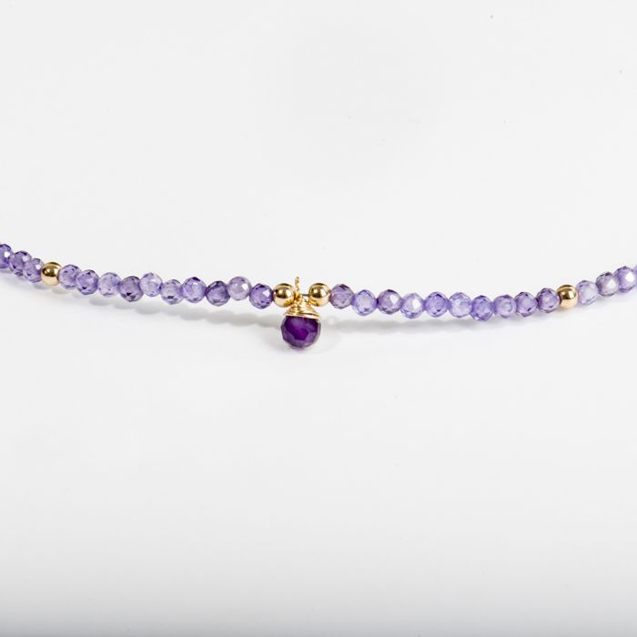 Collier Luxenter Amethyst Zirconia fini en or jaune 18K - Athat