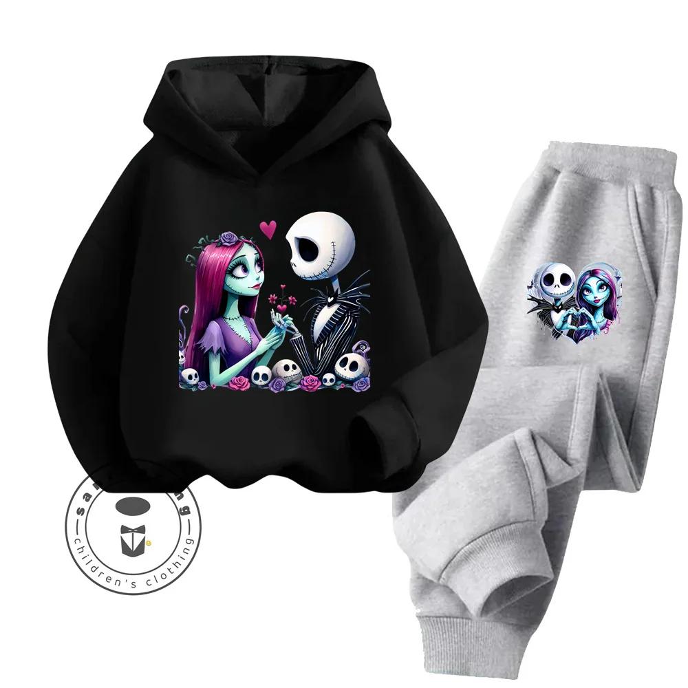 The Nightmare Before Christmas Long Sleeve Fashion Tops Suitable for Kids Soft Touch Elegant Design Hoodie Set