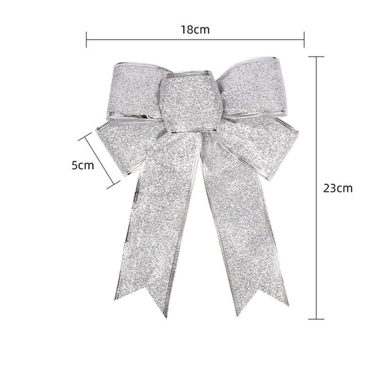 

23CM Christmas Decoration Ribbon Bows Hanging Christmas Tree Pendant Ornament for Home Decor DIY New Year 2026 Gifts Accessories 23CM серебряный