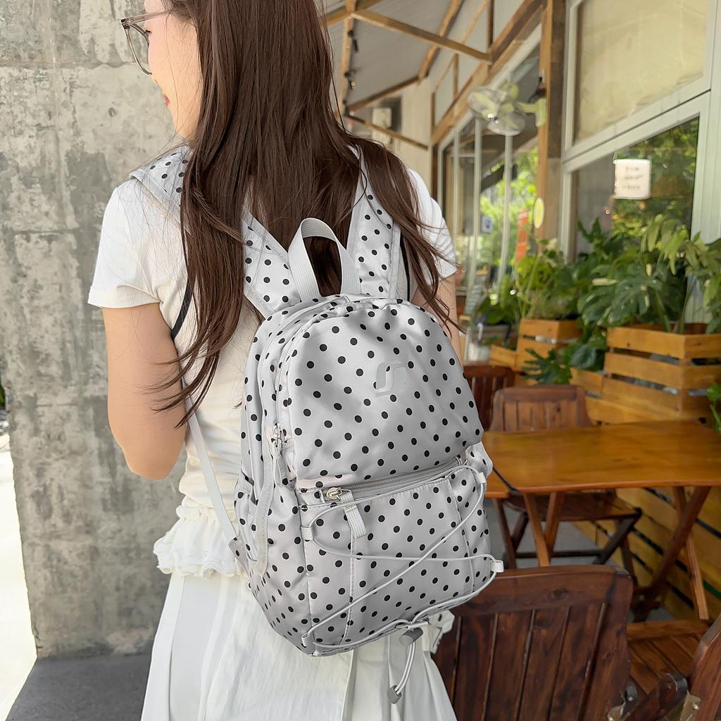 Schoolbag Korean ins niche style women 1011 new college backpack junior high school girls high value polka dot bag women