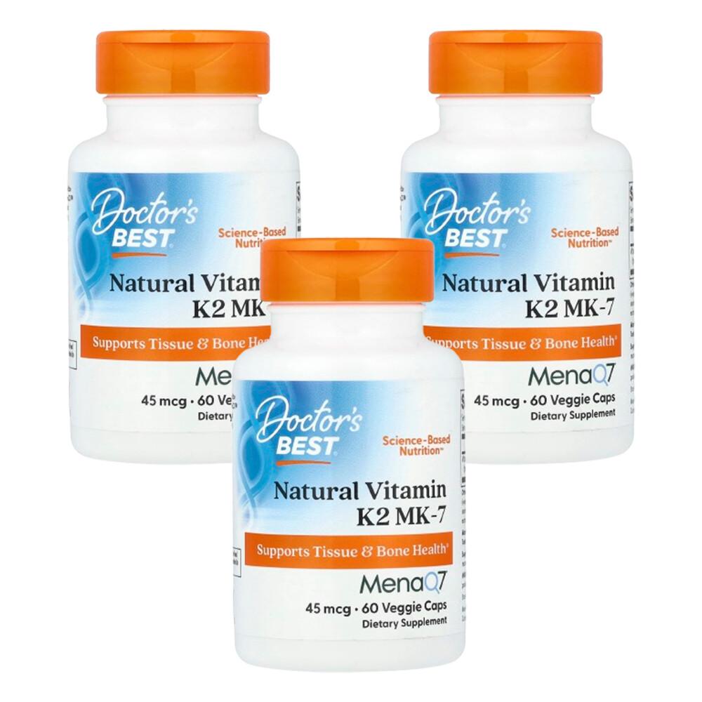 

Doctor s Best MenaQ7 Vitamin K2 MK-7 45mcg Veggie Capsules, 60 Count (Pack of 3) 60 pcs - 3 ea