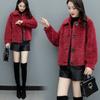 Women's Turn Down Collar Long Sleeve Cardigan Slim Fit Solid Fall Winter Faux Shearling Jacket