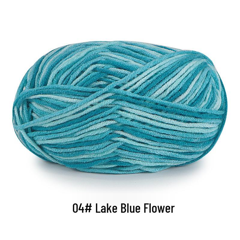 Aou Ou 5-Strand Variegated Milk Cotton Yarn Ball, Floral Medium-Thick, for Baby Scarves and Slippers.