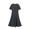 Spring/Summer Women’s Midi Dress: Short Sleeve, Round Neck, Wavy Hem, 5289040