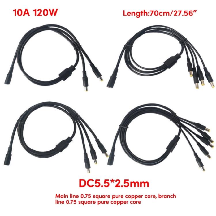 Power Splitter Cable 5.5mmx2.5mm Female Plug to 2/3/4/5/8/10 Male Splitter