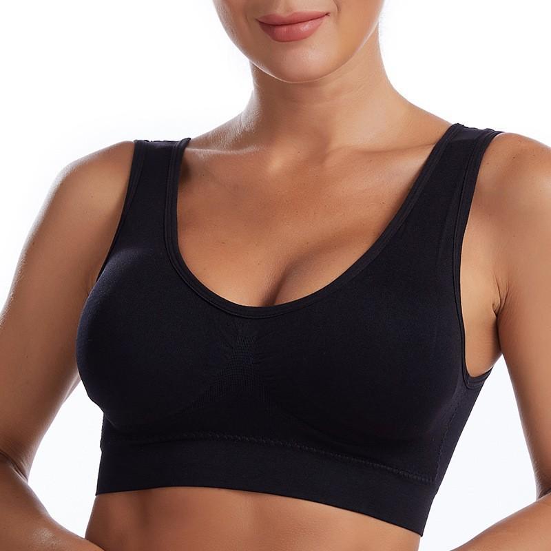 Plus Size One-Piece Seamless Sports Bra, Wireless Removable Pads Thin Running Yoga Athletic Underwear for Women