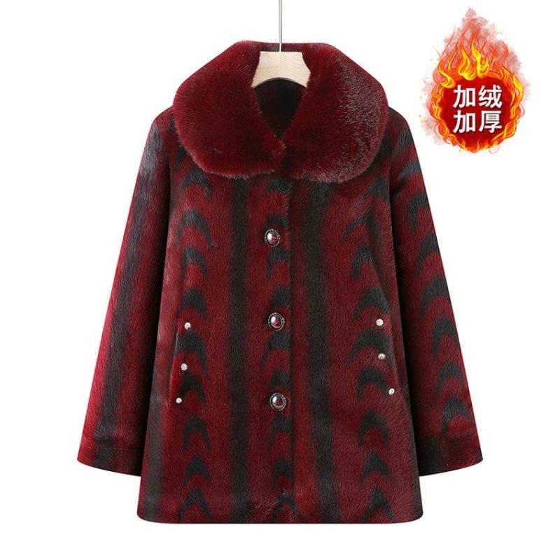 New winter velvet cotton-padded coat wife winter imitation fur coat old woolen coat