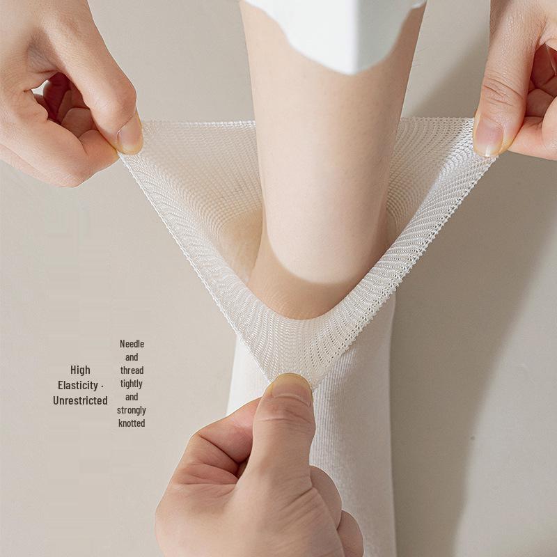 Women's Odor-Resistant Thin Cotton Summer Socks - Loose Cuff, Postpartum Comfort, Solid Color Mid-Calf Dopamine Style.