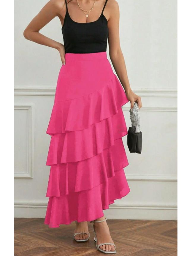 Europäisch-Amerikanischer Frühling/Sommer High-Waist Unregelmäßiger Midi Maxi Rock