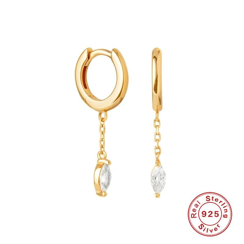 Stylish And Simple Ins Style S925 Sterling Silver Horse Eye Diamond Set Light Luxury High-End Earrings Earrings Earrings