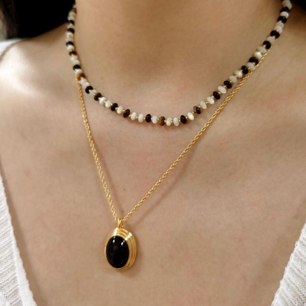 925 Silver Agate Fritillary Necklace Autumn and Winter High-end Necklace