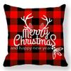 Christmas Red Checkered Pattern Digital Printing Short Plush Pillow Covers for Car Sofa Office Cushion Cover Home Goods