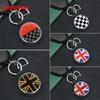 Mini Cooper Car Key Case Cover - Union Jack Design PU Leather Keychain for U25 F60 R60 F66 F67 J01 F55 F56 R50 R56 R55