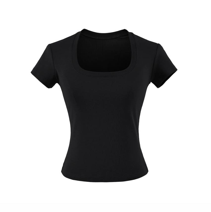 U-neck short-sleeved T-shirt women's summer new American Spice Girls storm point design sense slim and thin bottoming top