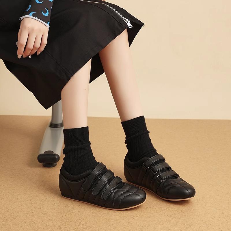 

Новый кожаный дизайн Чувство повседневности Все Плоские Туфли-балетки с круглой головой Женские кроссовки Женские лоферы Женские 35 чёрный