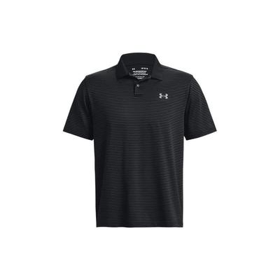 Einfarbiges Knopfleisten-Gestreiftes Kurzarm-Poloshirt Herren Oberteile Schwarz 1377376-001