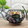 Decorative Coffee Pod Storage Basket With Large Capacity Iron Structure For Capsules Snacks Fruits Home Use