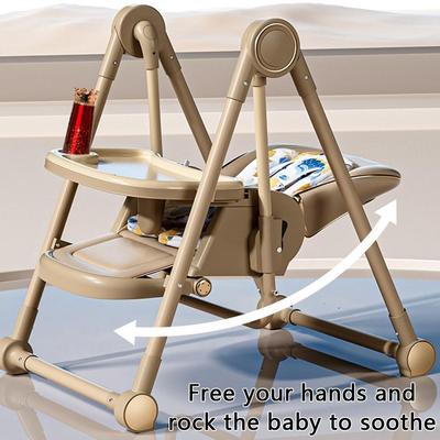 Silla de alimentación para niños 3 en 1 con altura ajustable, plegable para el hogar, asiento mecedor para niños pequeños, silla de comedor multifuncional para bebés
