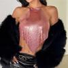 Metallic Sequin Crop Top For Women With Halter Neck Streetwear