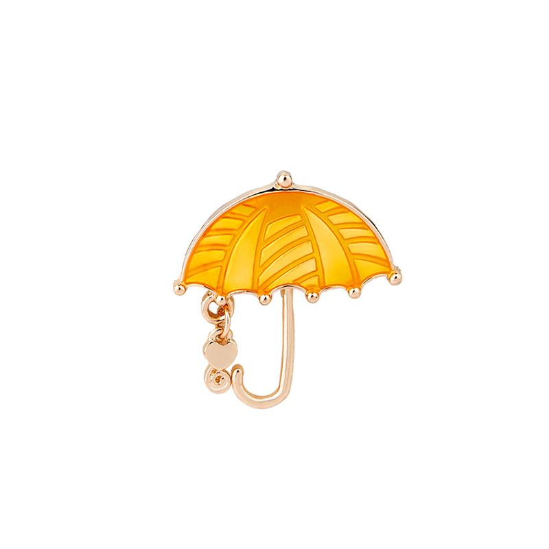 Funny Yellow And Green Colors Umbrella Design Brooches Collar Clip Scarf Buckle Lovely Girls Golden Pins
