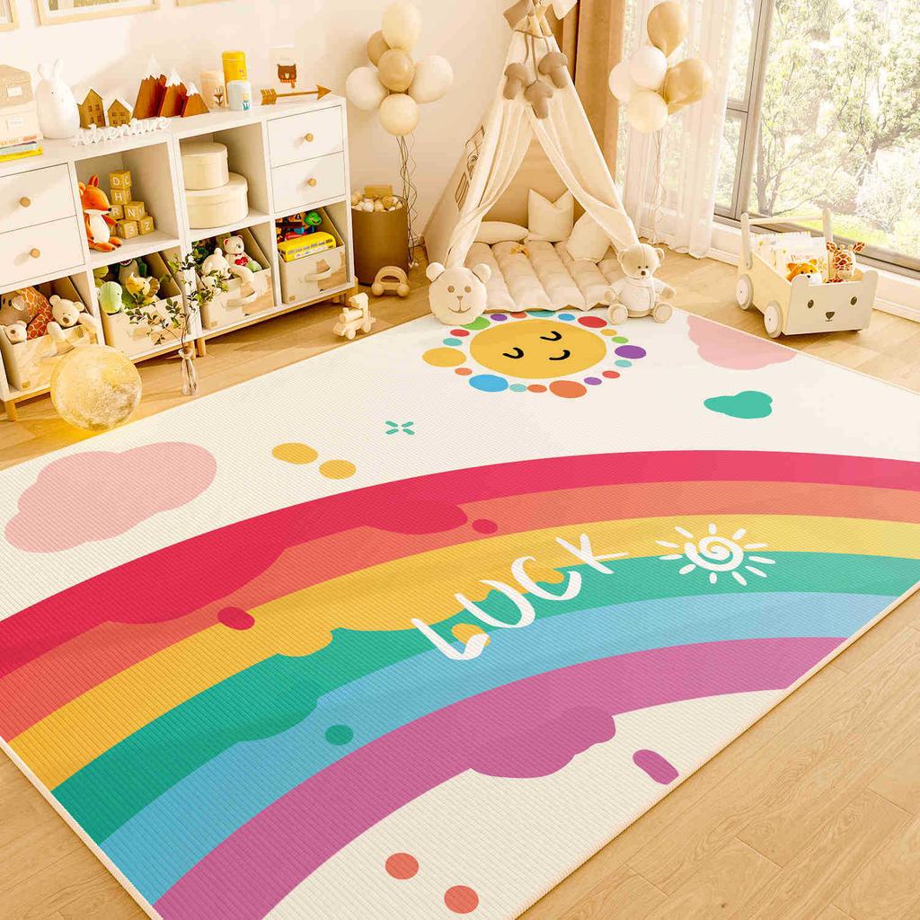 Bunter Großer Teppich Kinder Klettermatte Spielen mit Spielzeug Warmer Teppich Wohnzimmer Schlafzimmer Kindertagesstätte Dekoration Anti-Rutsch-Matte