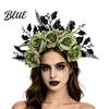 Gothic Floral Hairband for Party Halloween Rose Headband Flower Leaf Crown Hair Hoops Bands Dark Princess Cosplay Headpiece Dress Up Accessories