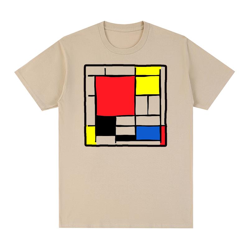 Mondrian Vintage T-shirt NEOPLASTICISM Bomull Män Ny TEE T-SHIRT Damtoppar