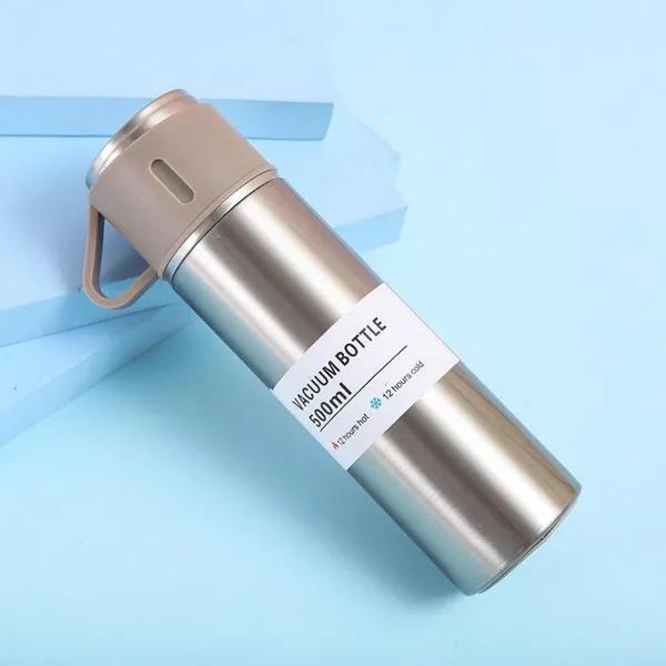 Vacuum Insulated Flask Stainless Steel Thermo Bottle with Cup for Coffee Tea 500ml Double-Layer Stainless