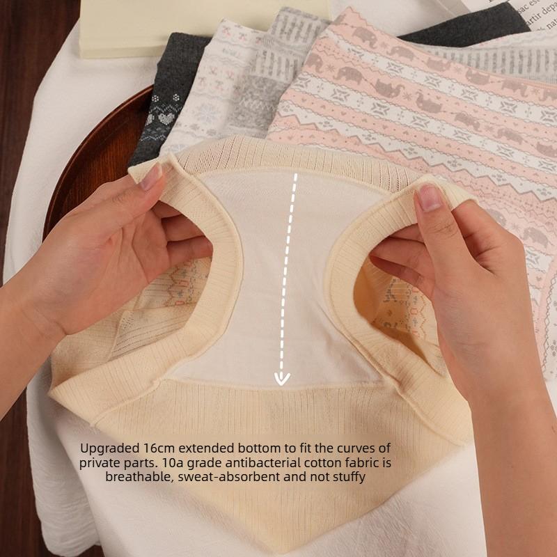 Lady's New Autumn Winter Pure Cotton 10A Anti Bacterial Extended Full Cotton Crotch Breathable Flat Front Underwear