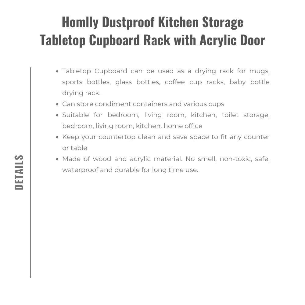 Homlly Dustproof Kitchen Storage Tabletop Cupboard Rack with Acrylic Door