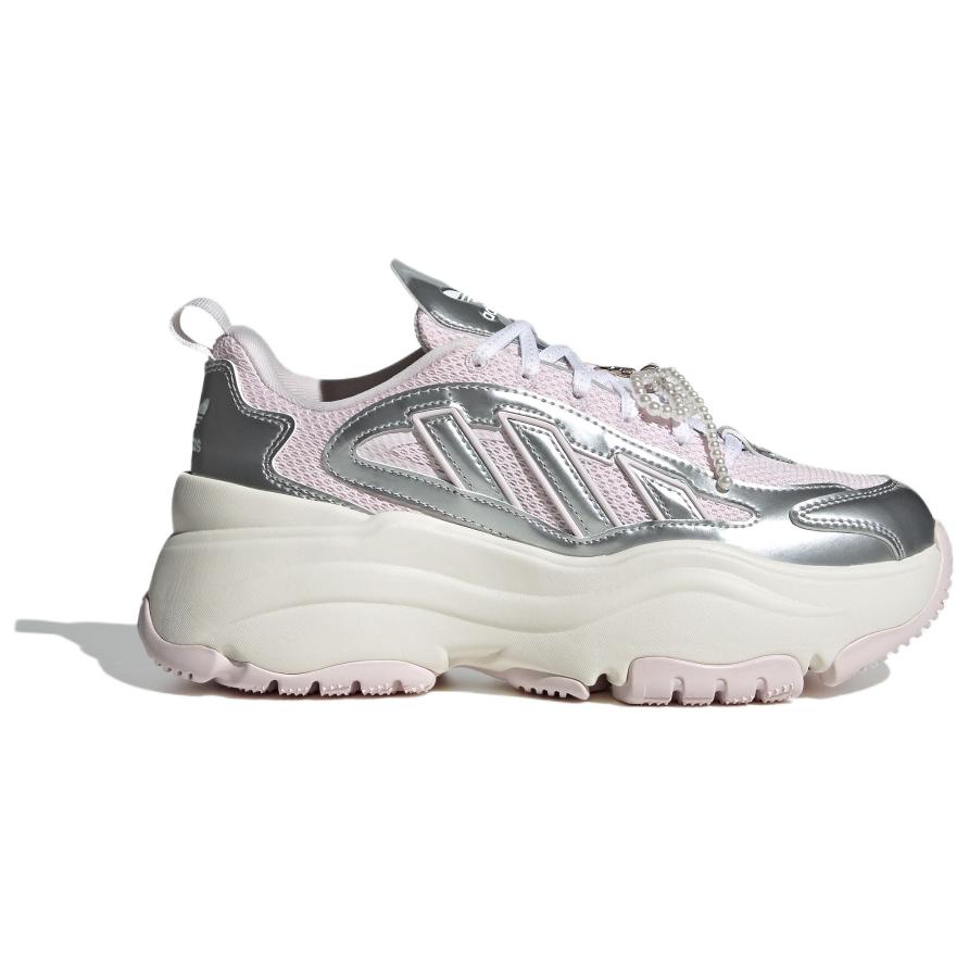 Adidas Originals Ozgaia Pu Fabric Synthetic Leather Fashion Comfortable Non-Slip Increased Height Low-Top Dad Shoes Women sneaker Pink JS1660