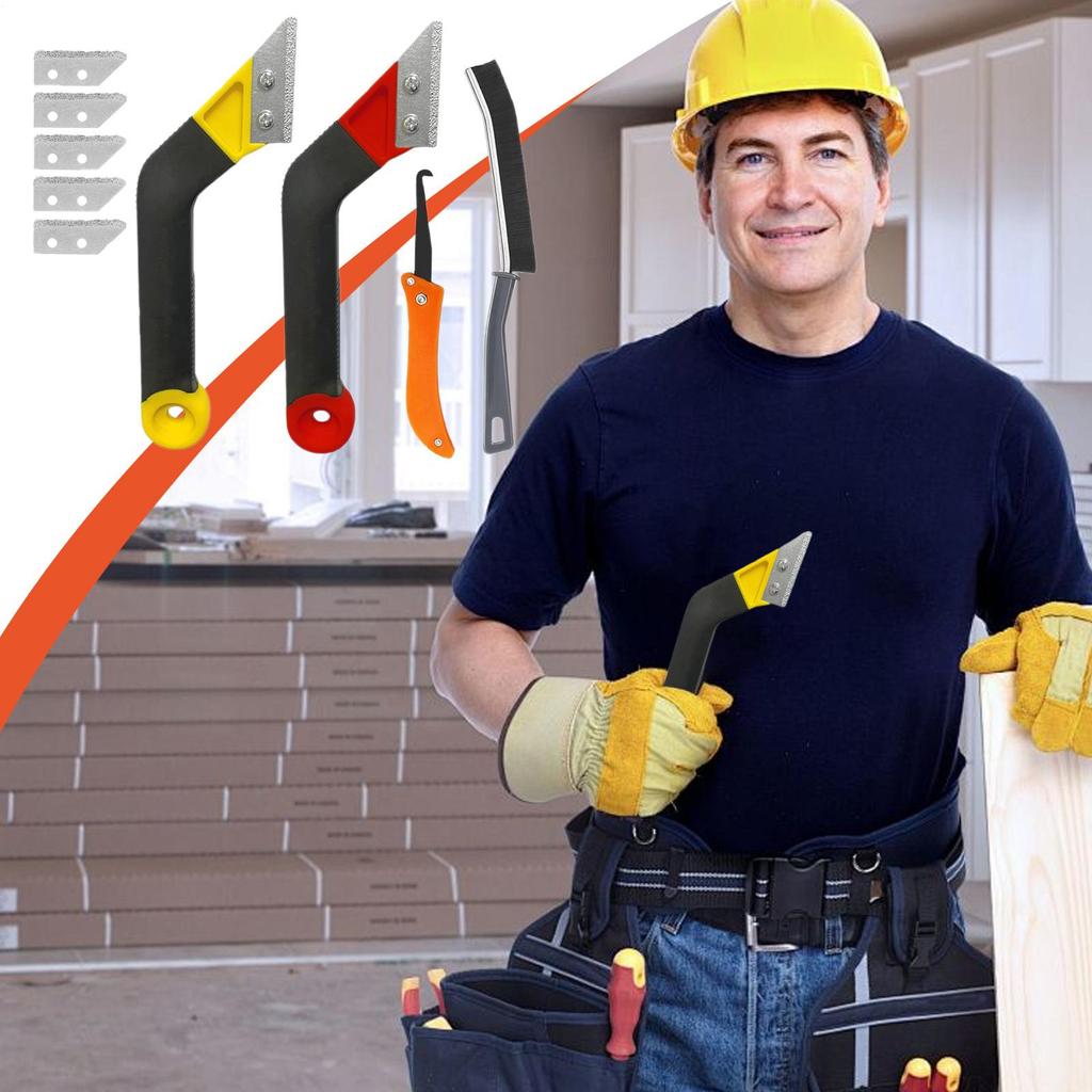 Grout Scraping Tool 10X Grout Saw Grouting Accessories 5 Pack Extra Replacement Cutter Heavy-Duty Scraper Grout Removal Tool Set