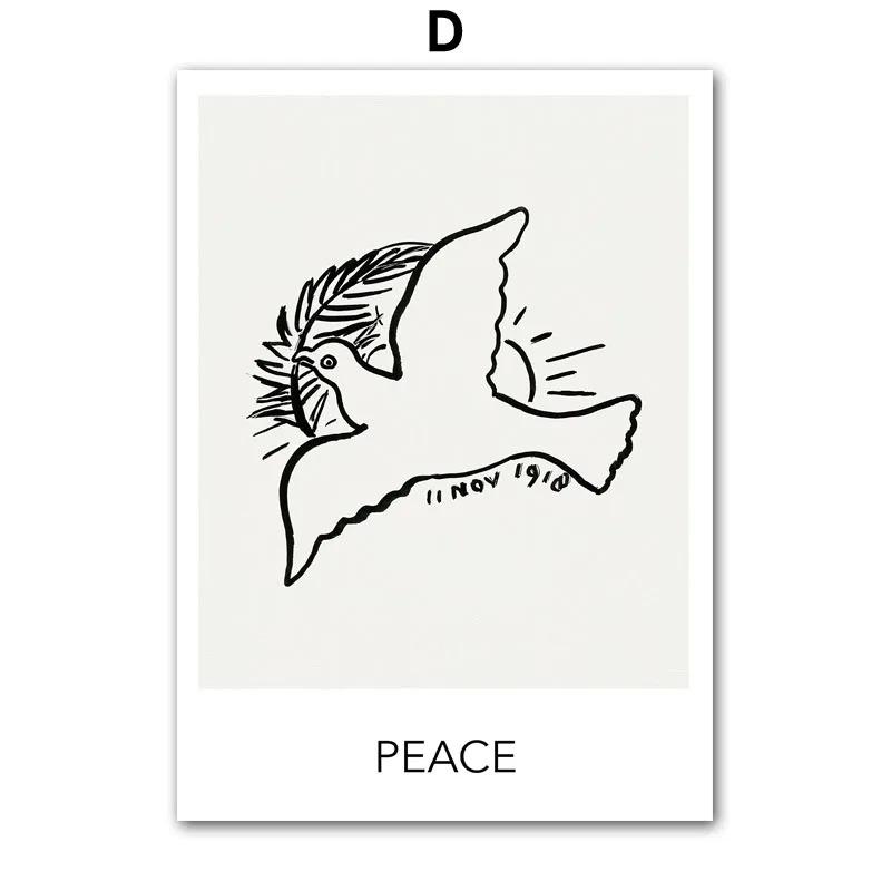 Minimalismus Abstrakt Linie Gesicht Wandkunst Wandbild Druck Katze Vogel Poster Wohnzimmer Dekoration Leinwandbild Wandbilder Zuhause