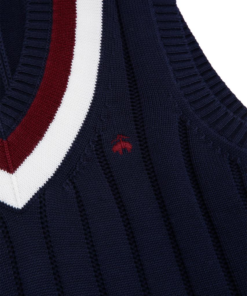 Brooks Brothers Tennis V-Neck Vest (Navy) (Bbwvmf8475Qes)