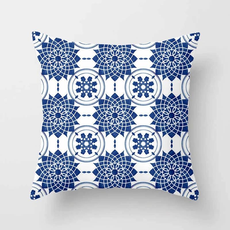 Office Living Room Home Pillowcase Luxury Geometric Blue Print Pillowcase Car Ornaments