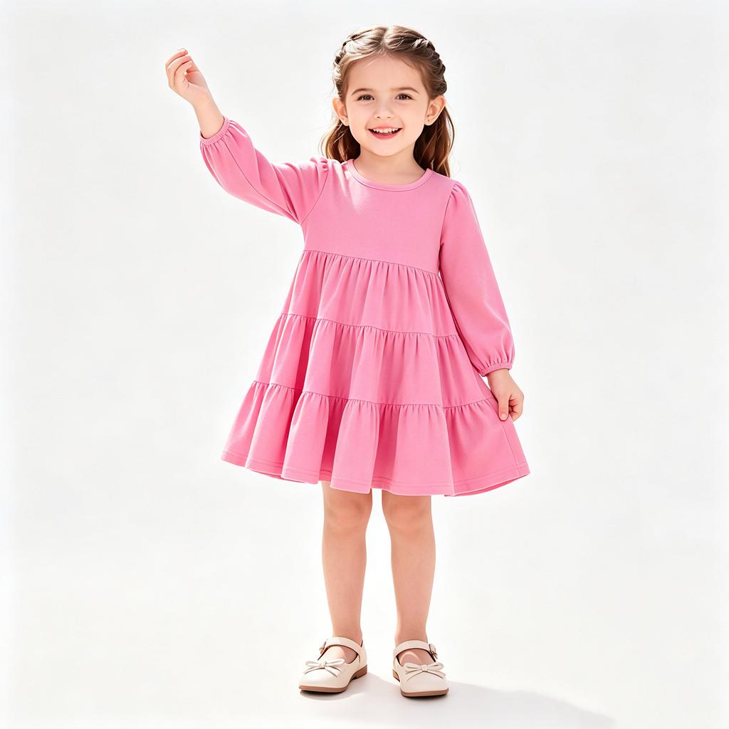 Girls Fashion Hooded Sweatshirt Dress Color Casual Dress for Spring and Fall
