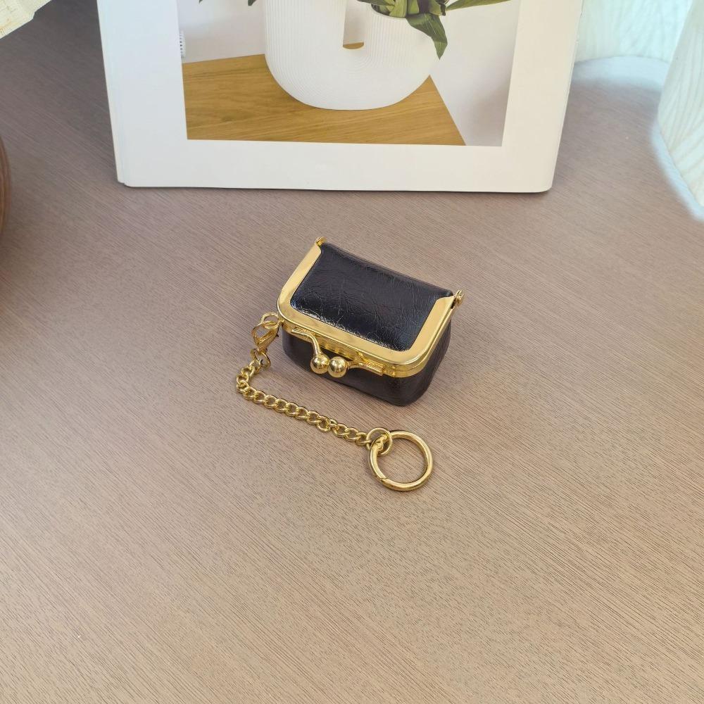 New Leather Coin Purse Solid Color Square Small Trinket Storage Multifunctional Kiss Lock Wallet Rings Necklaces Earrings