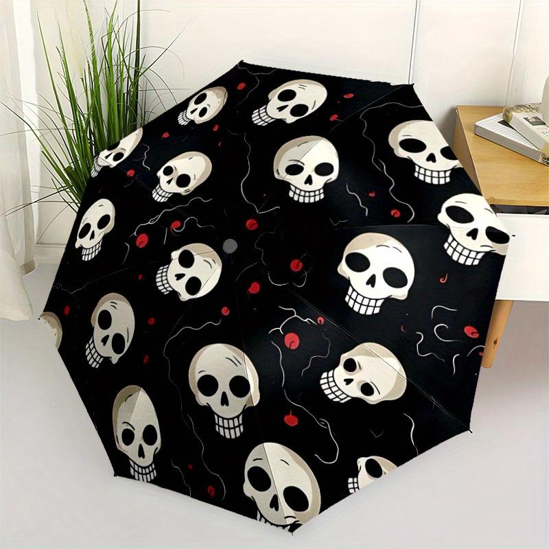 1pc Skull Pattern Automatic Opening/Closing Folding Umbrella with 39 Ribs, Plastic Handle, Windproof Portable Sunshade Umbrella Y250726079