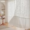1PC LOZUJOJU French Double-layer Splicing Gauze Curtain, White Lace Translucent Gauze Curtain for Living Room Bedroom Window Home Decor