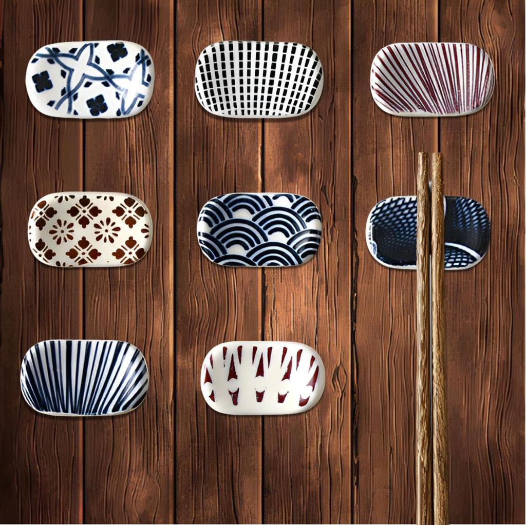 fogman Chopstick Rests and Stylish and Ceramic Chopstick Stands for Set of 8 Pillows, Cute, Japanese-Style Hospitality, (Chic)