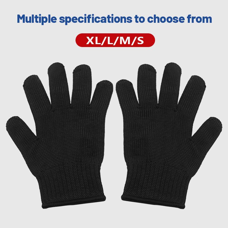 Black Grade 5A Cut-Resistant Steel Wire Gloves: Wear-Resistant, Multi-Purpose Labor Protection.
